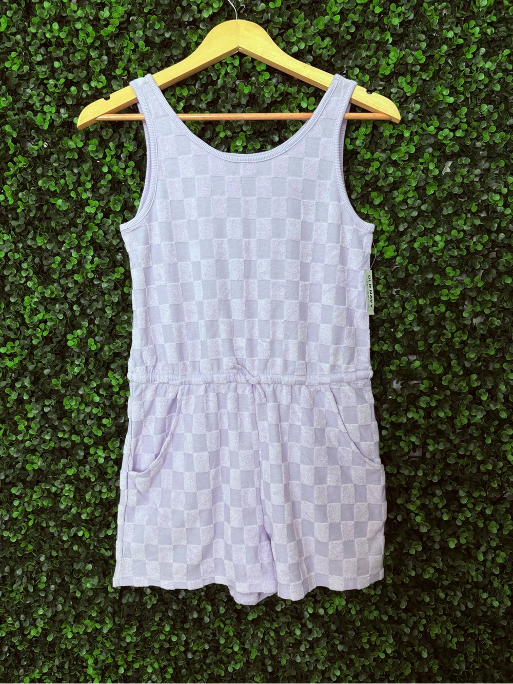 Old Navy Lilac Check Knit Tank Romper